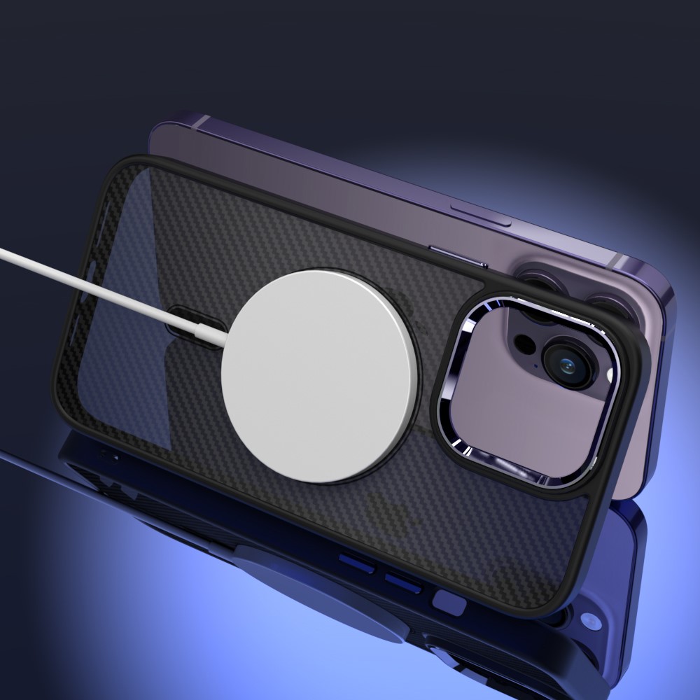Husa Carbon Magnetica TelProtect pentru Iphone 15 Negru-Mov - 1 | YEO